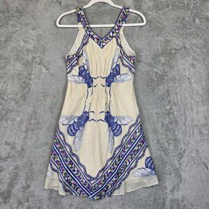 LeifNotes Dress Womens 2 Multicolor Bee Print Sleeveless V Neck Fit & Flare